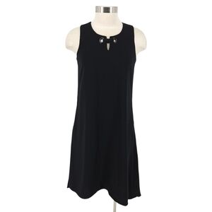 Alfani Shift Tank Dress Black Sleeveless Keyhole Neck HiLo Pockets 4